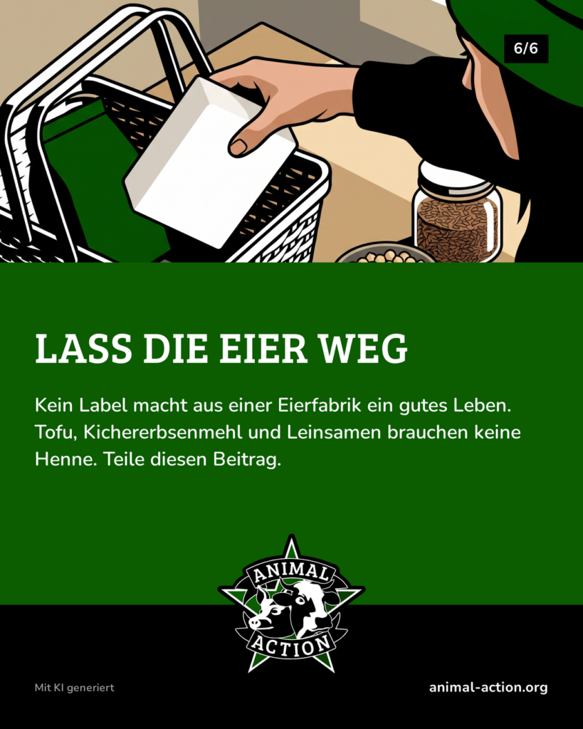 Illustration: Eine Hand stellt eine Packung Tofu in einen Einkaufskorb, daneben Kichererbsen und Leinsamen